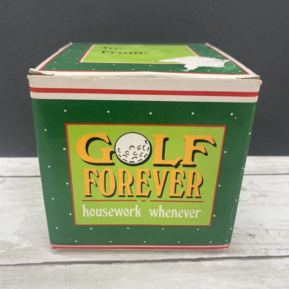 Vintage Golf Forever Housework Work Whenever Ceramic Porcelain Coffee Tea Mug - Picture 9 of 12